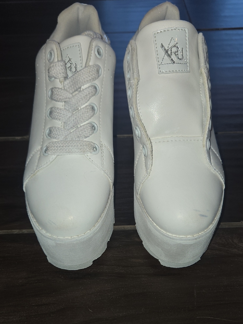 YRU X Lala Platform White Sneakers Sz 7